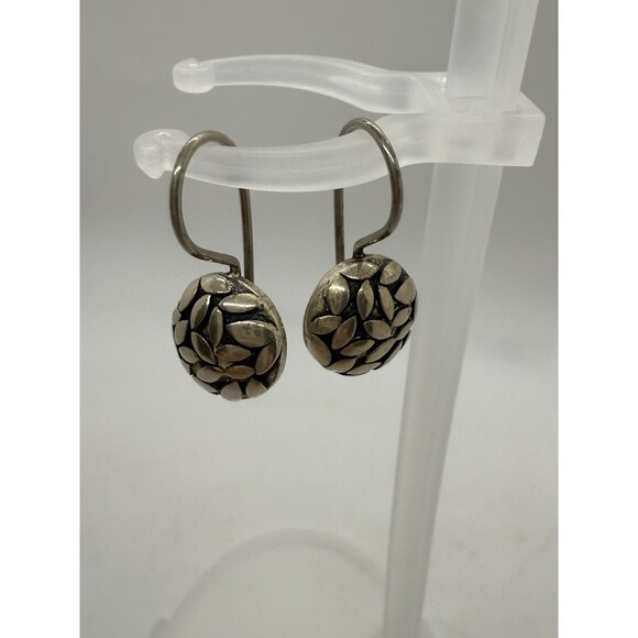 Silpada Petal Leaf Sterling Silver Earrings W1339 925 Round Ball Drop Rare HTF - Picture 3 of 4